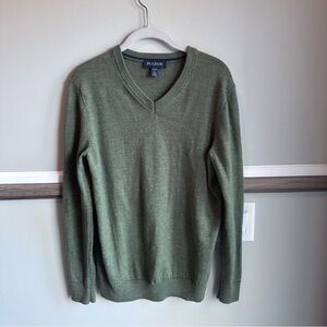 Jos. A. Bank 100% Merino Wool Sweater V-Neck Green Tailored Fit​